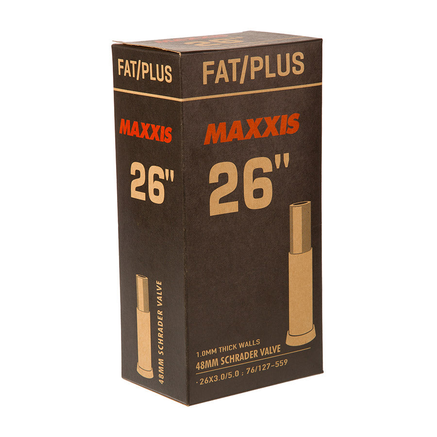 Maxxis fat bike inner tube, durable rubber tube designed for fat tires, shown in the image.