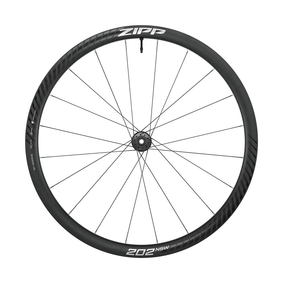 Zipp 202 NSW A1 wheels, lightweight carbon bicycle wheels with aerodynamic design and sleek black finish, close-up view.