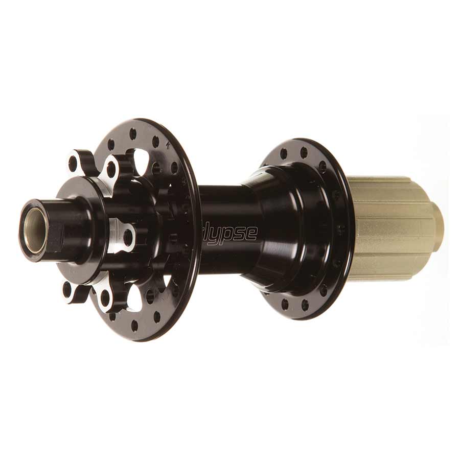 Eclypse D711/D712SB/A Boost disc hub showing sleek black design with branding and mounting holes for bicycle wheel compatibility.