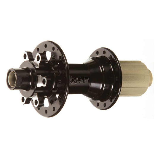 Eclypse D711/D712SB/A Boost disc hub showing sleek black design with branding and mounting holes for bicycle wheel compatibility.