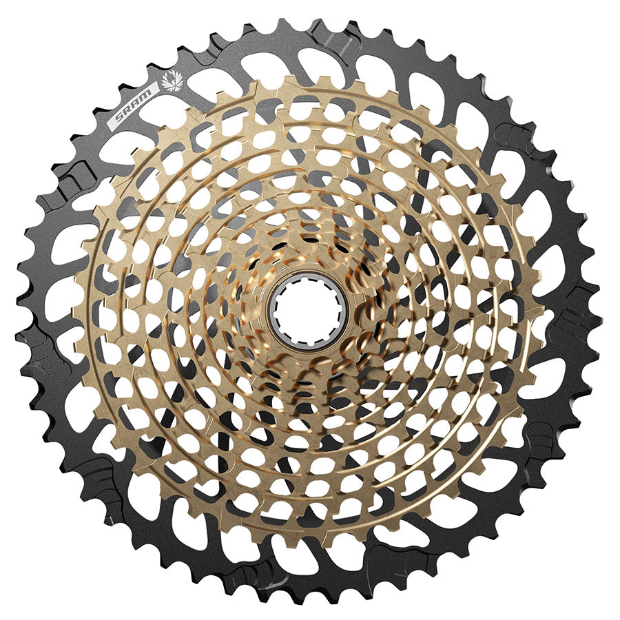 SRAM XG-1299 Eagle C1 cassette with 12-speed gear teeth and lightweight aluminum construction for mountain biking.