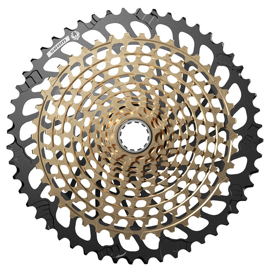SRAM XG-1299 Eagle C1 cassette with 12-speed gear teeth and lightweight aluminum construction for mountain biking.