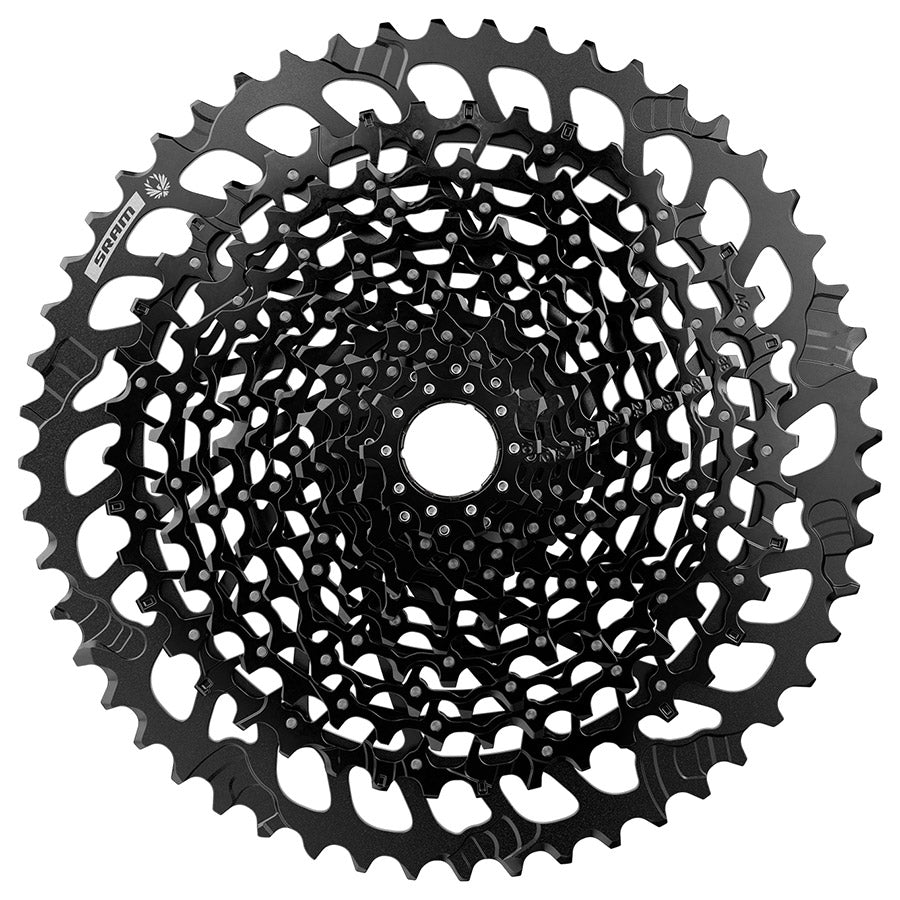 SRAM XG-1275 Eagle C1 cassette with multiple gears, metallic finish, and brand logo, designed for mountain bike drivetrain.