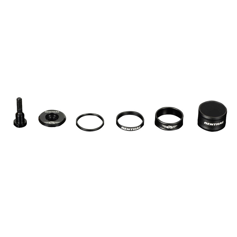 Renthal top cap and spacer kit for star nuts, compression plugs, and handlebar top caps, shown in the image.