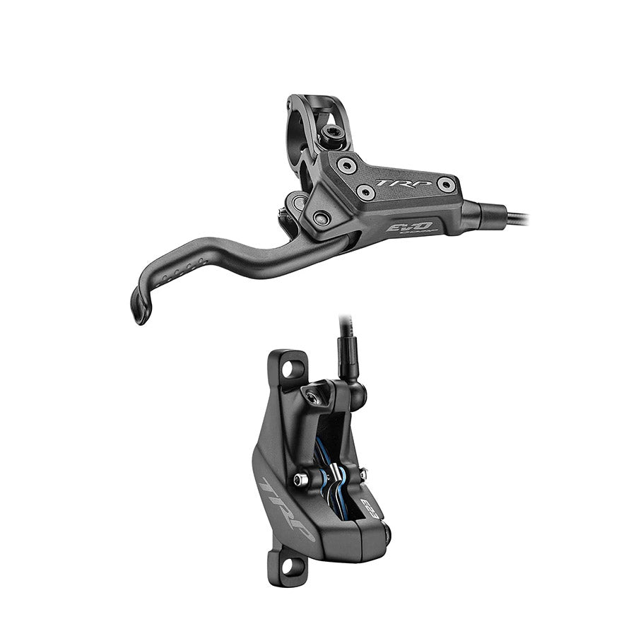 TRP EVO Comp HD-M7040 MTB hydraulic disc brake caliper with brake hose and mounting hardware.