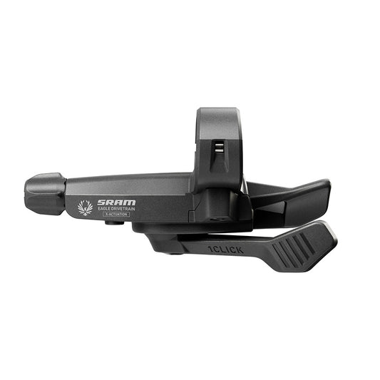 SRAM Eagle S100 B1 MTB trigger shifter with ergonomic grips and gear indicator for mountain biking.