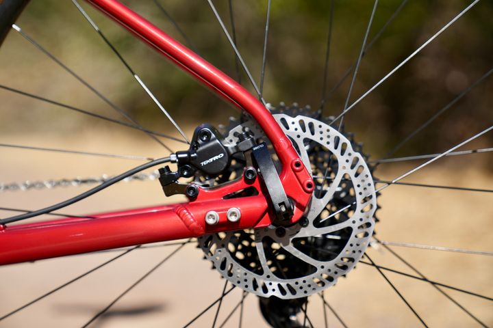 Close-up of the Marin Bobcat Trail 3 mountain bike frame showing sleek design and durable construction.