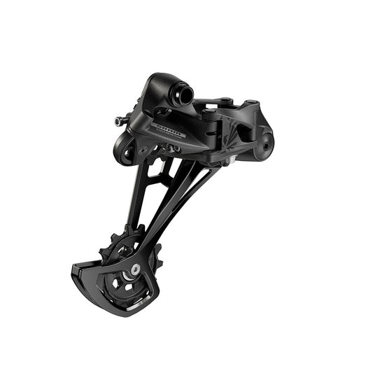 SRAM Eagle S100 B1 MTB rear derailleur with black finish and mounting hardware, designed for mountain bike gear shifting.