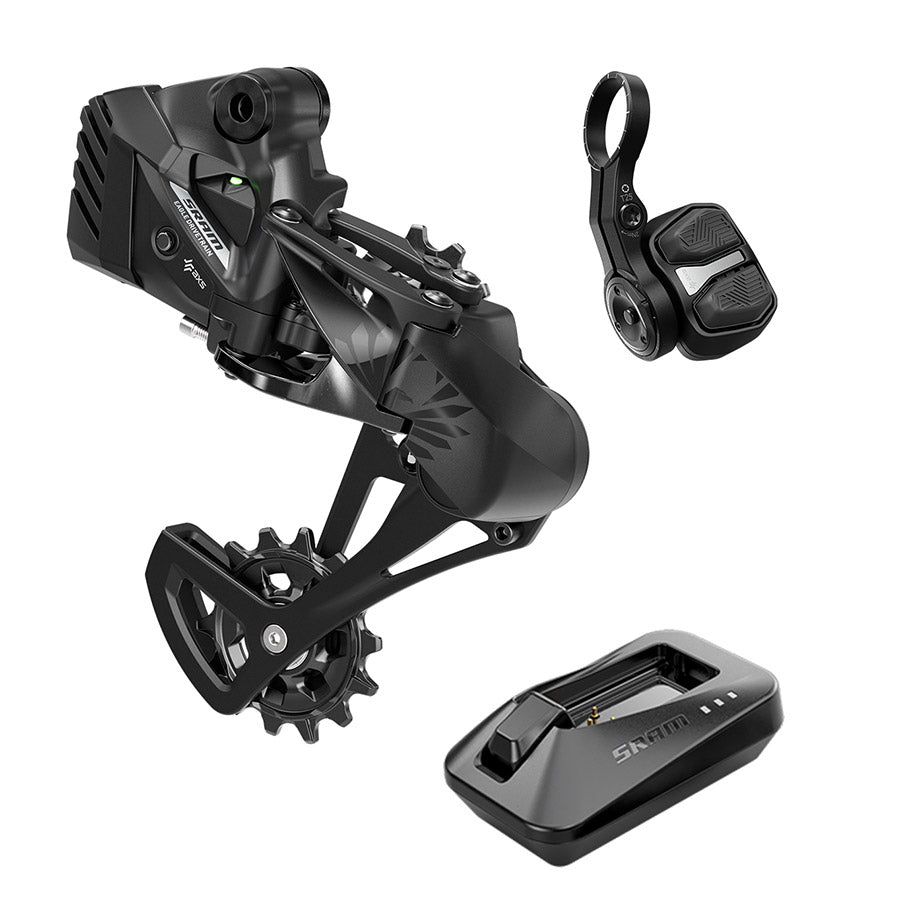 SRAM Eagle S500 AXS Upgrade Kit A1 for electronic mountain bike shifting, showing the upgrade components and wiring.