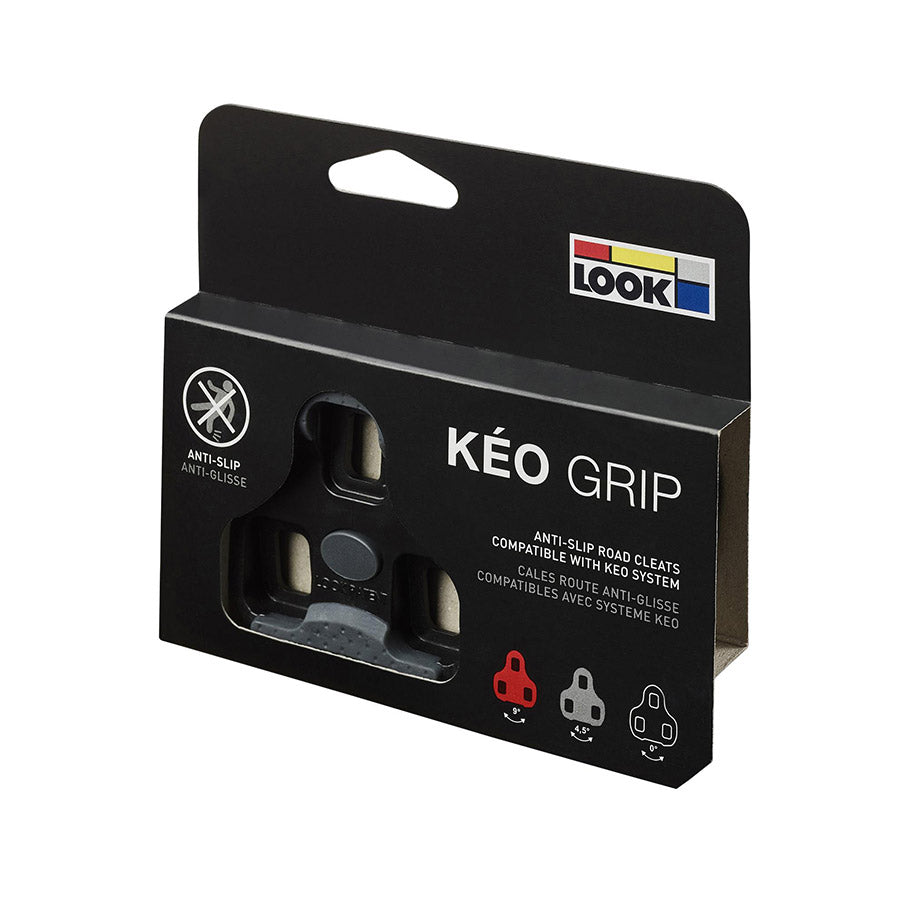 Look Keo Grip 0° black cycling cleats with textured surface and mounting hardware for road bike pedal compatibility.