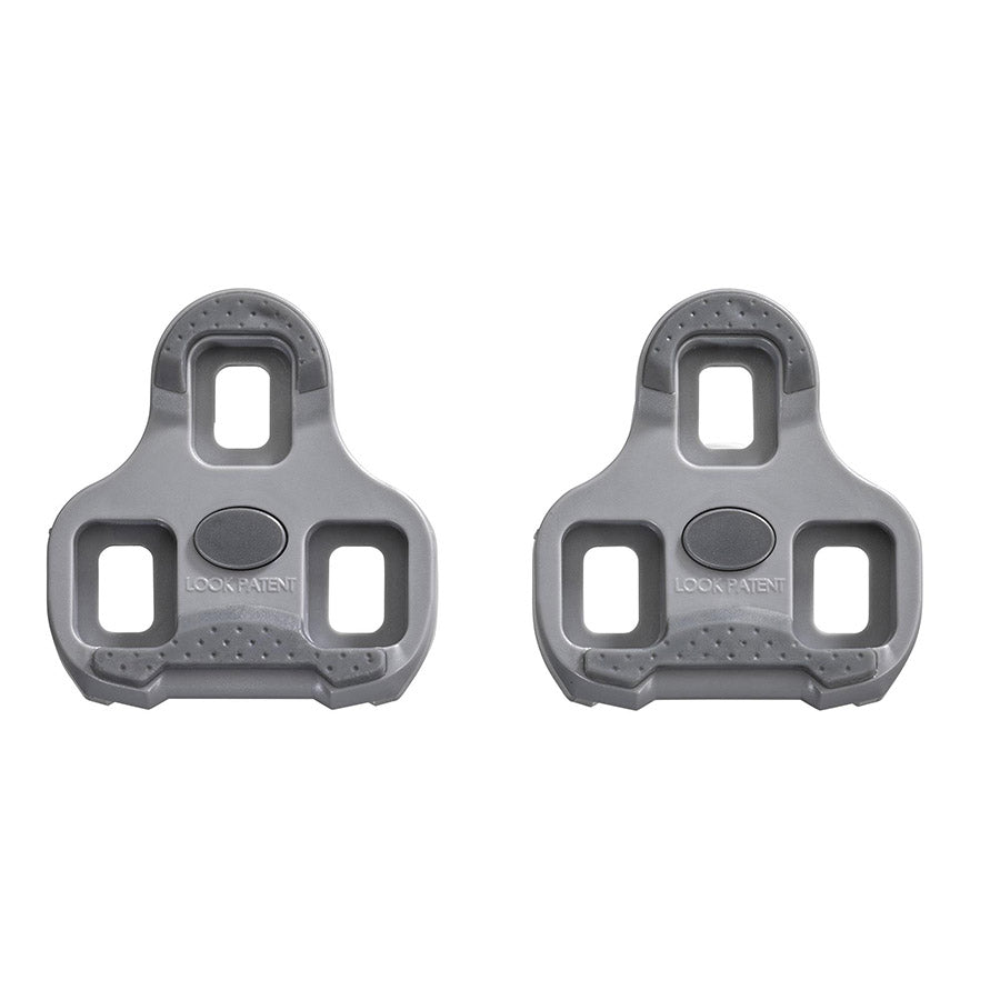 Look Keo Grip 4.5° grey cycling cleats with textured surface and mounting hardware for road bike pedal compatibility.