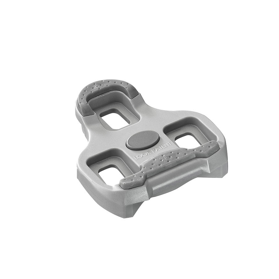 Look Keo Grip 4.5° grey cycling cleats with textured surface and adjustable mounting for road bike pedals.