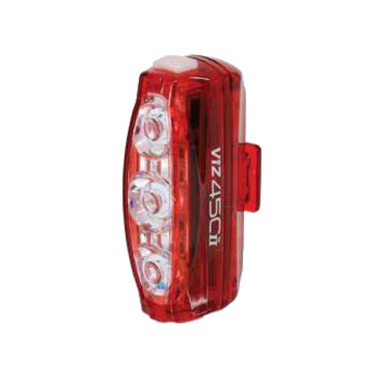 CatEye Viz 450 II bike light showing its compact design and bright LED beam for nighttime visibility.
