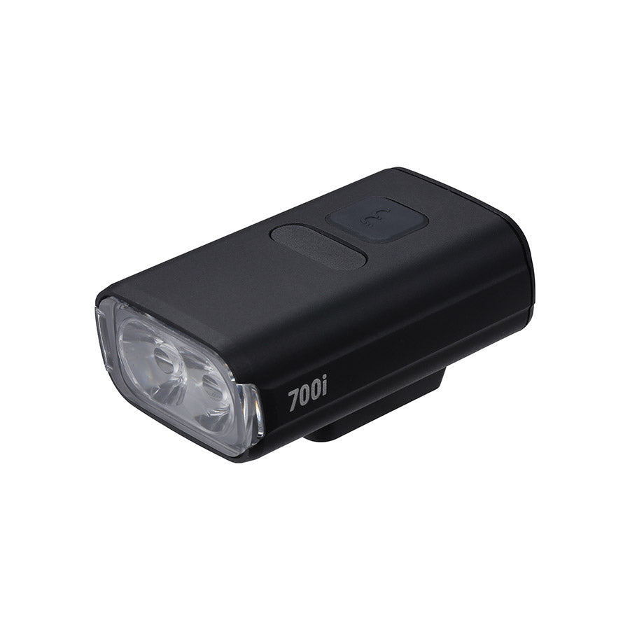 BBB Cycling BLS-262i Nanostrike 700i bike lights mounted on handlebars, bright LED lights with adjustable straps.