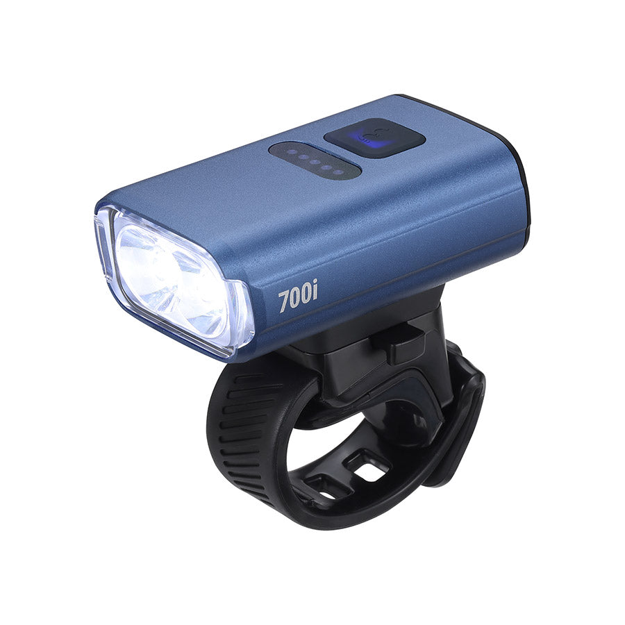 BBB Cycling BLS-262i Nanostrike 700i bike light with bright LED beam and compact design, mounted on a bicycle handlebar.