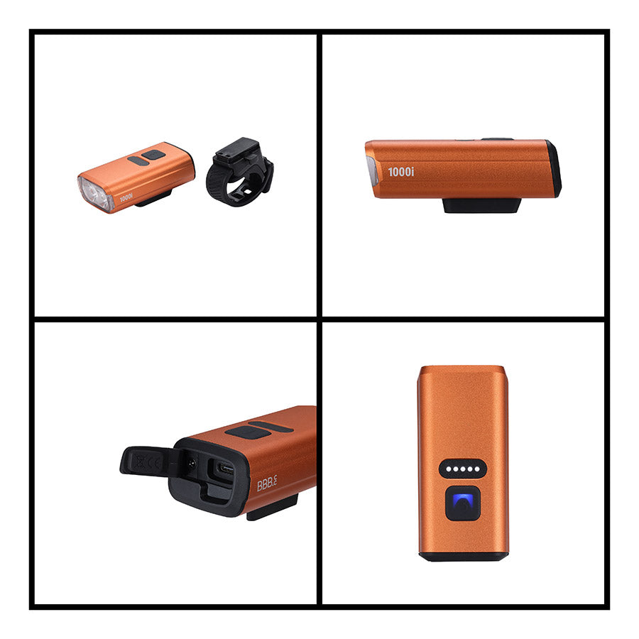 BBB Cycling BLS-263i Nanostrike 1000i bike light, compact and bright LED front light with multiple modes for visibility and safety.