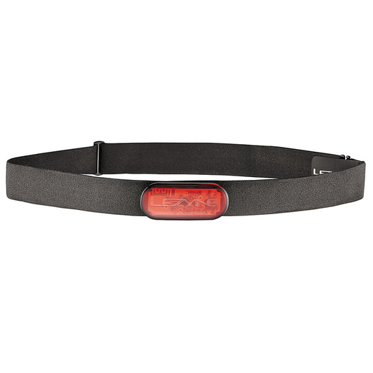 Lezyne Heart Rate Flow Sensor belt displaying heart rate monitor strap and sensor components for fitness tracking.