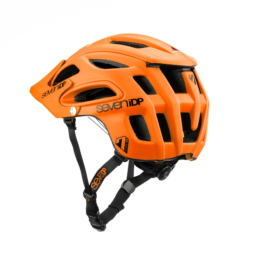 7iDP M2 mountain bike helmet in matte black and gloss black, lightweight design with adjustable straps for a secure fit.