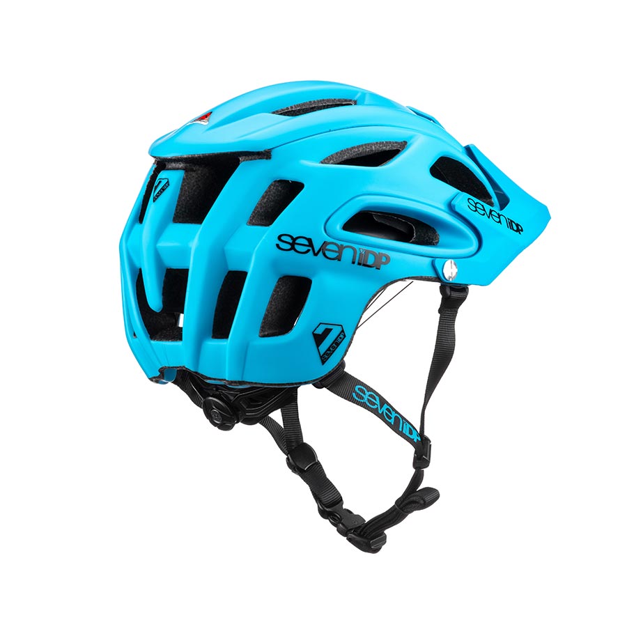 7iDP M2 mountain bike helmet in matte and gloss black with adjustable size for 56-59cm head circumference.
