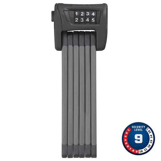 Abus Bordo Combo 6100 folding bike lock with black and silver steel links, compact and secure for bicycle protection