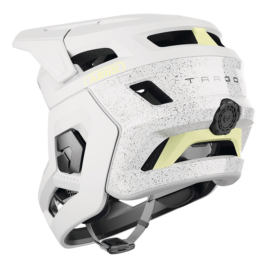 Abus Targon full face helmet with ventilation vents and adjustable straps, designed for safety and comfort.