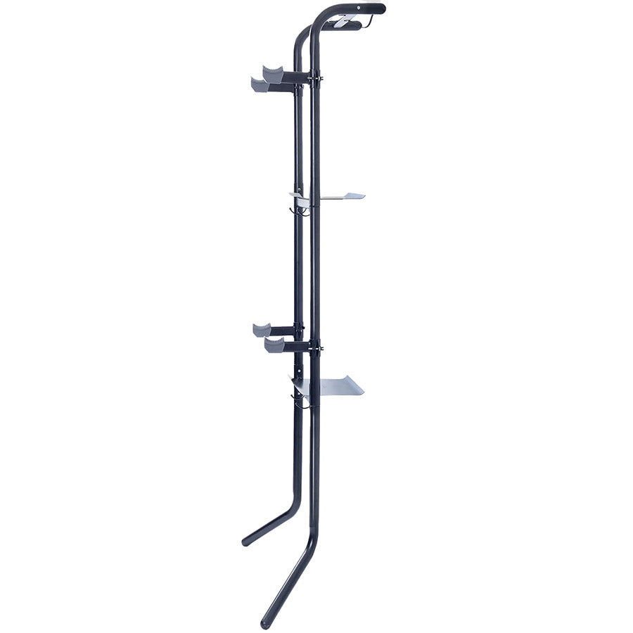 Delta Bicycle Storage Connect by DeltaGravity, a sleek wall-mounted bike rack in black with secure straps and hooks for easy bike storage.
