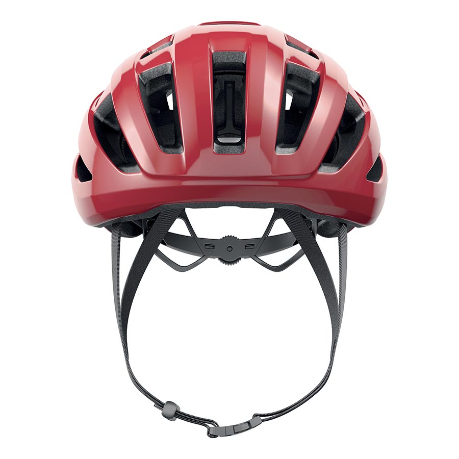 Abus PowerDome road helmet in velvet black, medium-large size, featuring aerodynamic design and adjustable straps.
