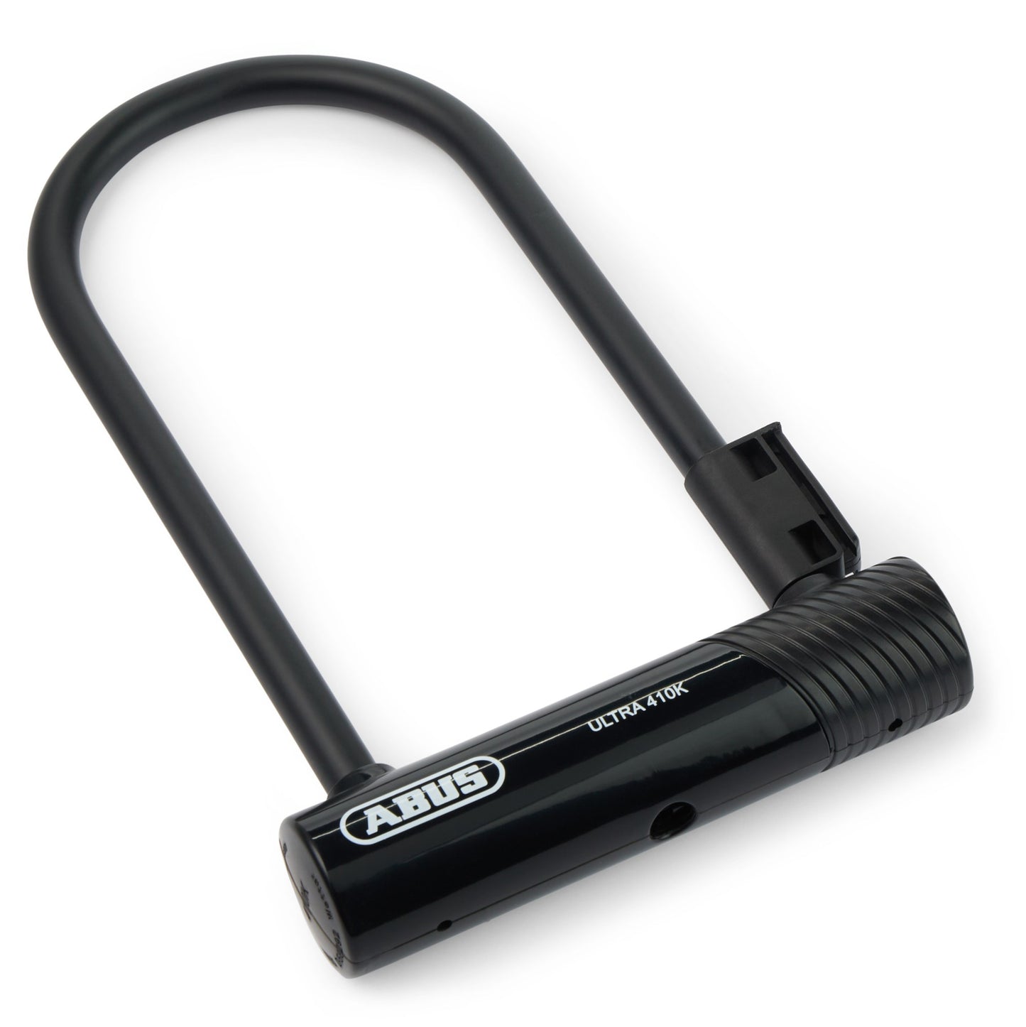Abus Ultra 410K Mini U-Lock in black, 150x180mm size with 12mm thick shackle, designed for bicycle security.