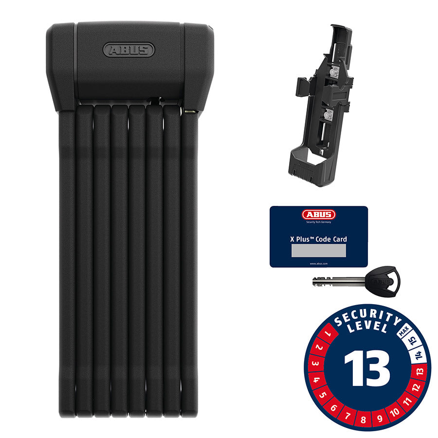 Abus Bordo 6200K folding lock in black, 90cm with key, compact and secure Abus folding lock for bikes and valuables.