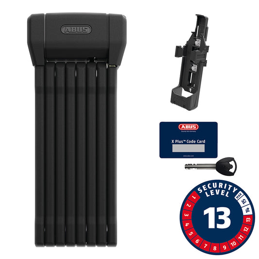Abus Bordo 6200K folding lock in black, 90cm with key, compact and secure Abus folding lock for bikes and valuables.