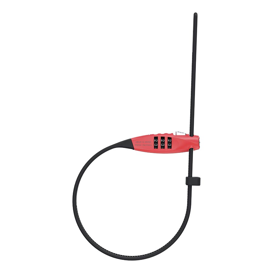 Black Abus Combiflex TravelGuard cable lock with key mechanism, ideal for securing luggage and travel gear.
