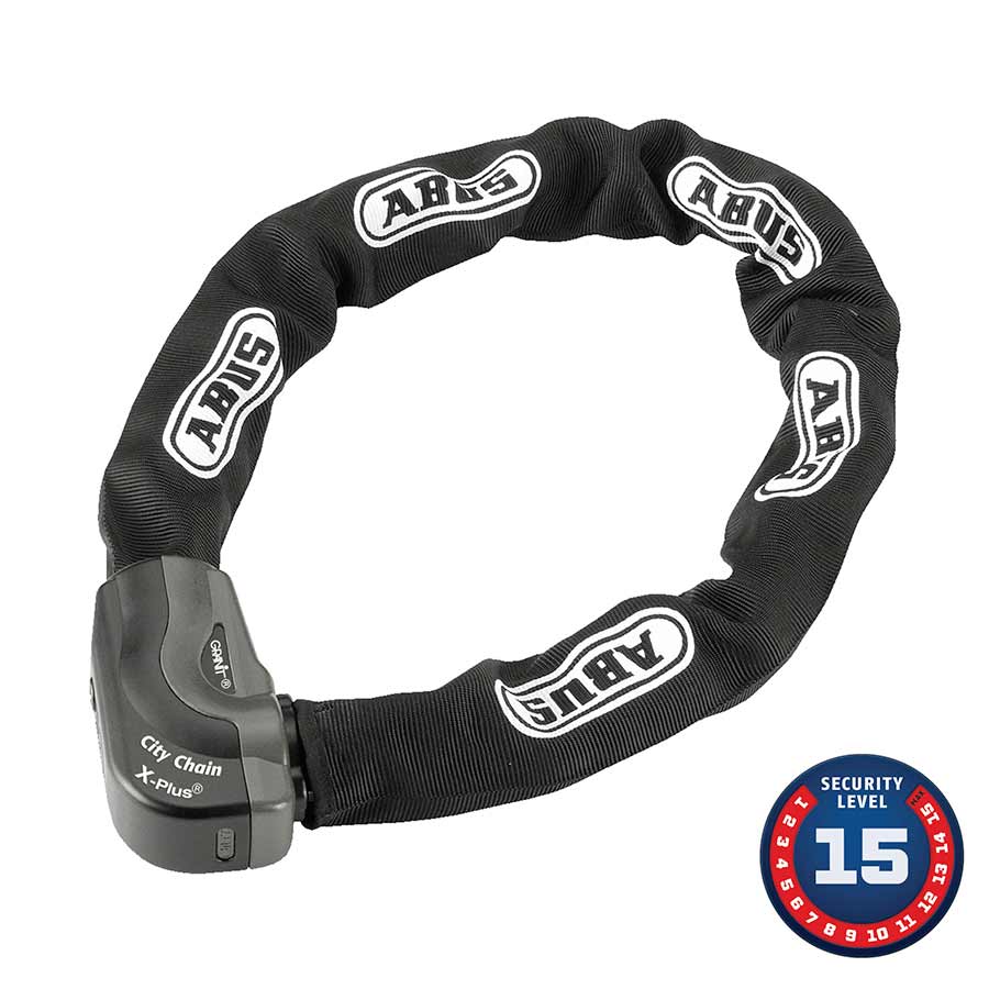 Abus Granit CityChain XPlus 1060K black chain lock with 110cm length and durable construction for bike security.