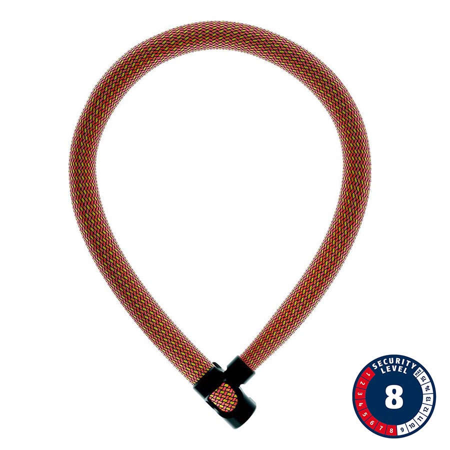 Abus IvyTex IVERA 7210K chain lock in sparkling orange, 85cm long, with durable metal links and secure locking mechanism.