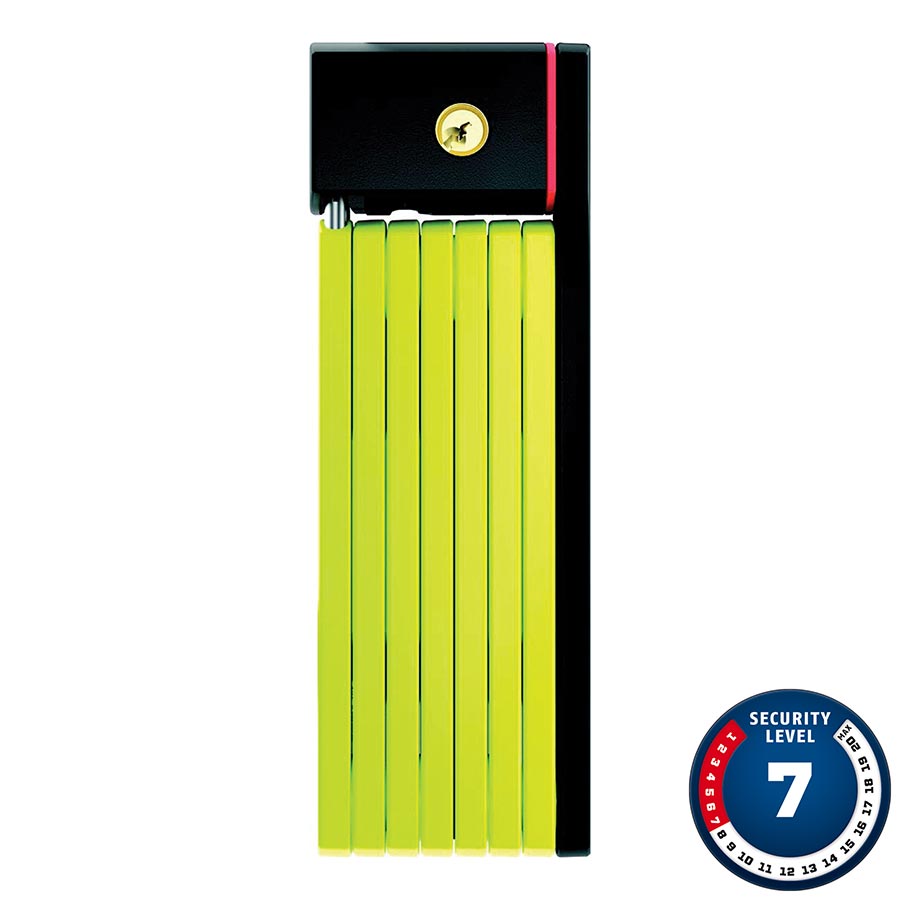 Black Abus Bordo Big uGrip 5700 folding lock with a compact design and flexible metal bars for bike security.
