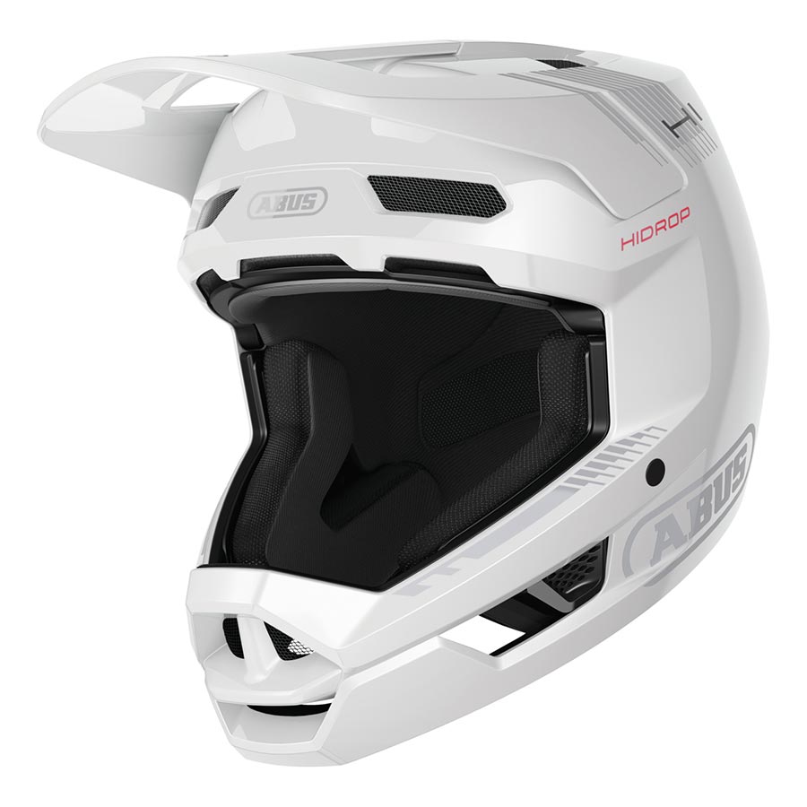 Shiny black Abus HiDrop full face helmet with size L (59-60cm), featuring sleek design and adjustable strap.