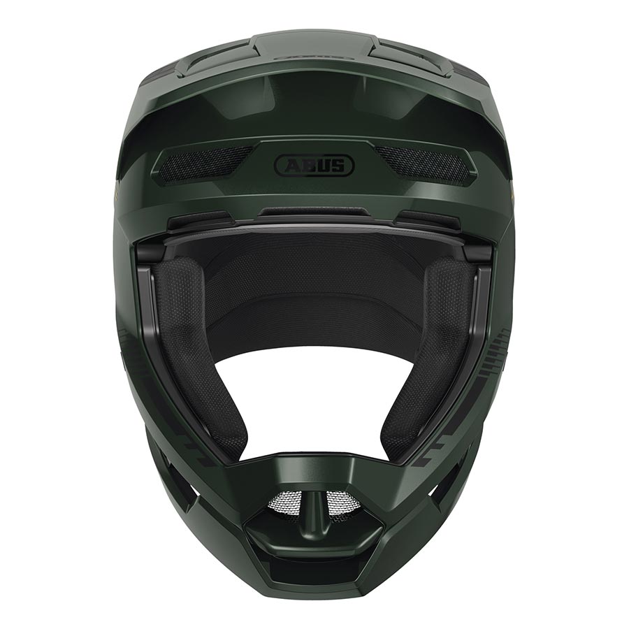Shiny black Abus HiDrop full face helmet with adjustable size for 59-60cm head circumference, featuring a sleek aerodynamic design.