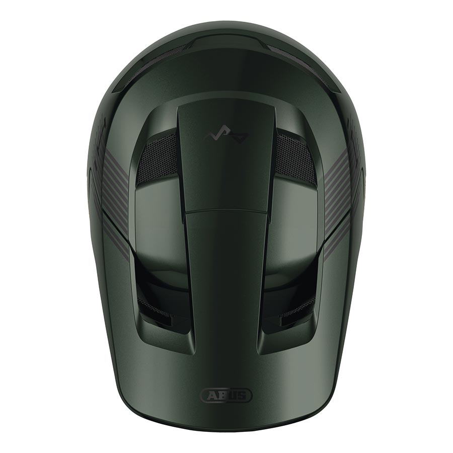 Shiny black Abus HiDrop full face helmet with size L (59-60cm), featuring a sleek aerodynamic design and ventilation vents.