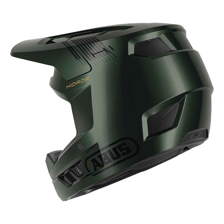 Abus HiDrop full face helmet in shiny black, size L (59-60cm), with sleek aerodynamic design for motorcycle riding.