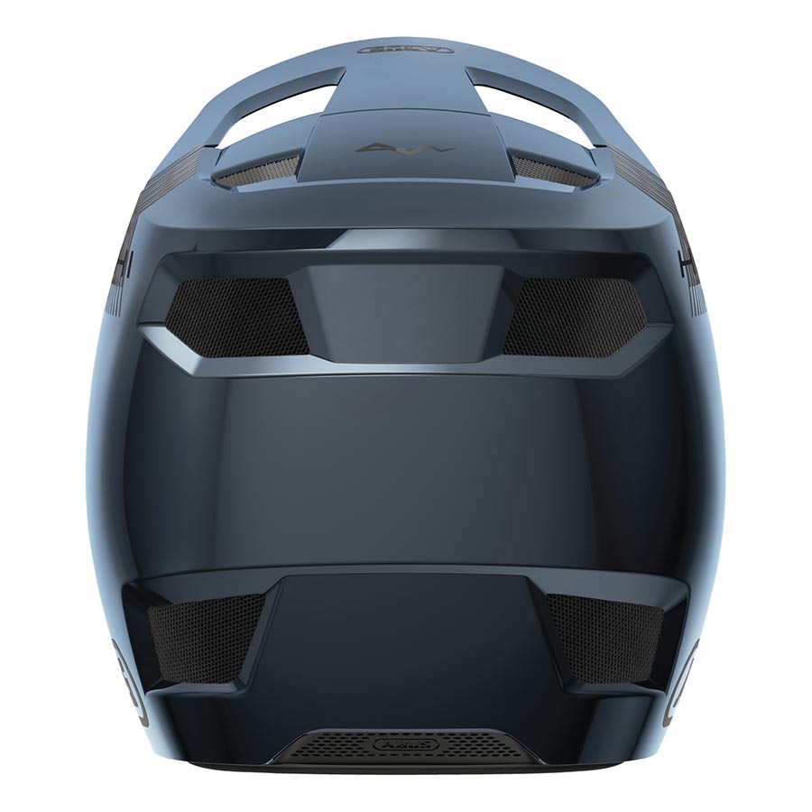 Shiny black Abus HiDrop full face helmet with size L (59-60cm), featuring aerodynamic design and ventilation for motorcycle safety