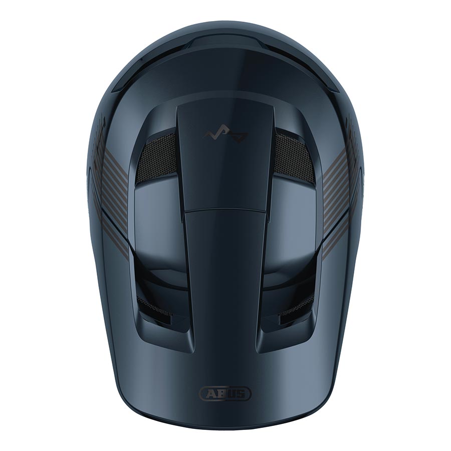 Shiny black Abus HiDrop full face helmet with size L (59-60cm), featuring a sleek aerodynamic design and secure strap system.