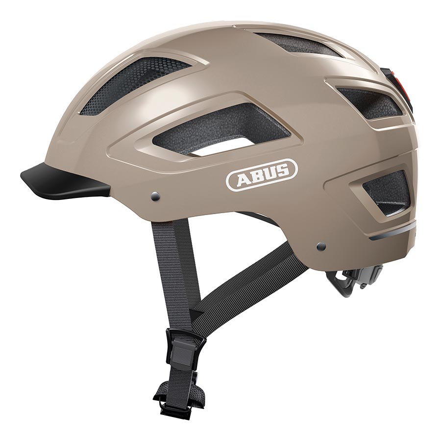 Abus Hyban 2.0 velvet black recreational and commuter helmet with adjustable straps and ventilation for bike safety.