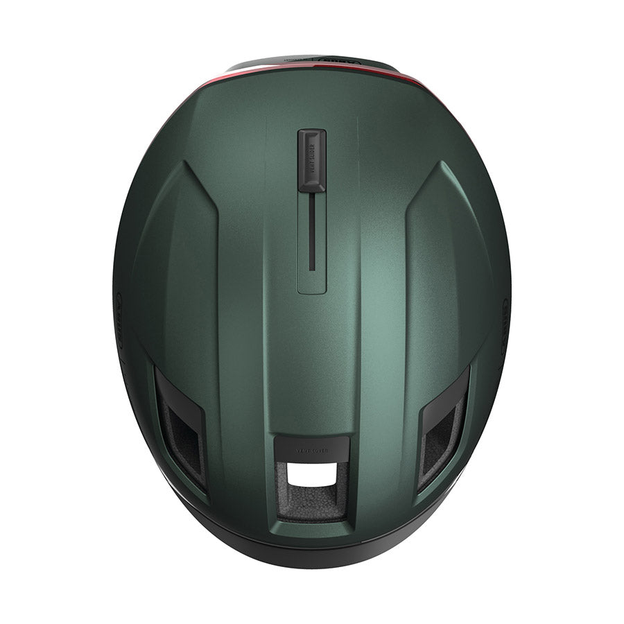 Abus Hyp-E recreational and commuter helmet in jungle green, with adjustable straps and ventilation for cycling safety.
