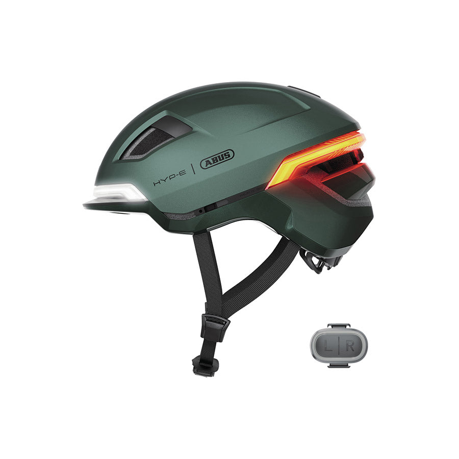 Abus Hyp-E recreational and commuter helmet in jungle green, size L (57-61cm) with ventilation and adjustable straps.