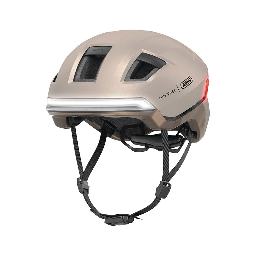 Abus Hyp-E recreational and commuter helmet in jungle green, size 57-61cm, with adjustable straps and ventilation.