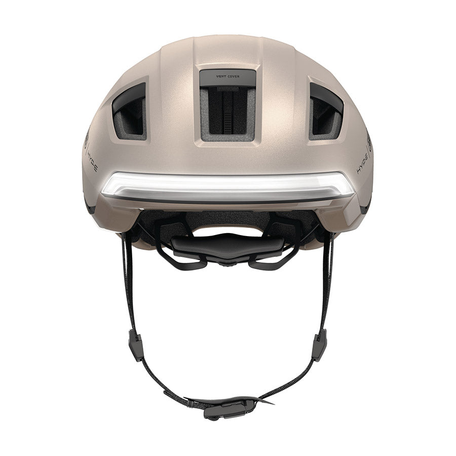 Abus Hyp-E recreational and commuter helmet in jungle green, featuring adjustable fit and ventilation for cycling safety.