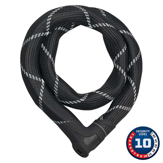 Abus IvyTex IVEN 8210K chain lock with 8mm thick black chain and key, 85cm length, for secure bike or outdoor protection