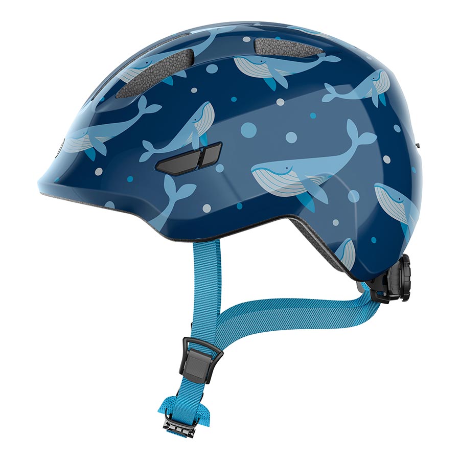 Pink Abus Smiley 3.0 youth helmet with butterfly design, adjustable straps, and ventilation for kids' safety.