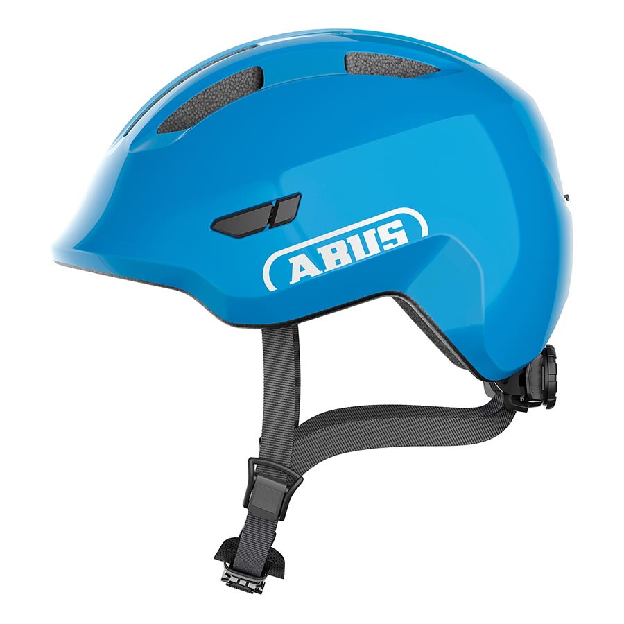 Pink Abus Smiley 3.0 youth helmet with butterfly design, lightweight helmet for children, featuring adjustable straps and ventilation.