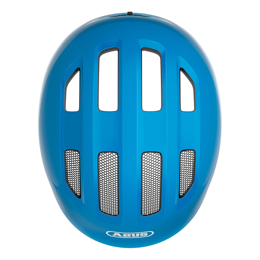 Pink Abus Smiley 3.0 youth helmet with butterfly design, featuring adjustable straps and ventilation for kids' safety.