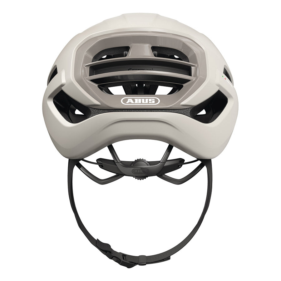 Abus Taipan road helmet in blue with size 57-61cm, featuring aerodynamic vents and a secure adjustable strap.